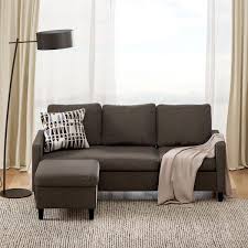 Zinus Hudson Modern Convertible Sectional Sofa With Reversible Chaise Dark Grey