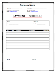 Payment Schedule Templates 12 Free Printable Word Excel