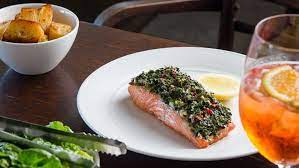 oven baked ocean trout with tahini and