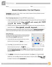 physics fan cart gizmo pdf name date
