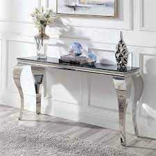 Bowery Hill Glam Glass Top Sofa Table