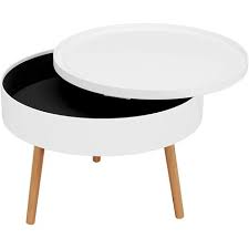 White Coffee Table Large Round Side