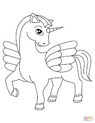 Cute Winged Unicorn Coloring Page Free Printable Coloring
