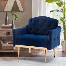 clihome navy blue velvet single chair