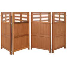 Sunnydaze 44 Inch Tall Folding Outdoor Wood Panel Privacy Screen