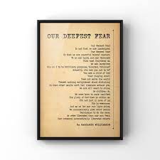 Moderators didn't get around to marianne williamson until about 30 minutes into thursday's democratic debate. Our Deepest Fear Poem By Marianne Williamson Wall Art Print Poster Unframed Minimalist Antique Paper Poetry Print American Poetry Decor