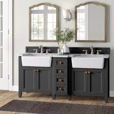 The classic white farmhouse sink has a beautiful apron front and deep basin made with. Birch Lane Diep 60 Double Bathroom Vanity Set Reviews Wayfair