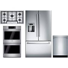 We have kitchen packages from all of the leading brands including ge, frigidaire, viking, lg, whirlpool, samsung and more. Buy Bosch 4 Piece Kitchen Appliance Package With B26ft50sns 36 Refrigerator Ngm8656uc 36 Gas Cooktop Hblp651uc 30 Double Wall Oven And Shx865yn5n 24 Built In Fully Integrated Dw In Stainless Steel Online