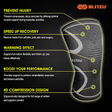 Blitzu Flex Plus Compression Knee Brace Men And Women For Joint Pain Acl Mcl Arthritis Relief Meniscus Tear Support For Running Gym Workout Recovery