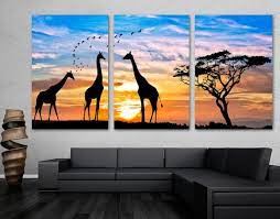 African Safari Giraffe Silhouette Wall