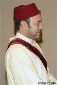 King Mohammed VI. Under the constitution the king can dissolve parliament and dismiss or appoint the prime minister - _41426082_mohammed_fez_203x300