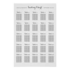 25 Table Large Wedding Seating Chart By Table