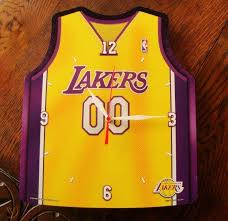 This is not the official font and only resembles the font used for lettering, numbers, and player names. L A Los Angeles Lakers Jersey Clock Rare 1756609094
