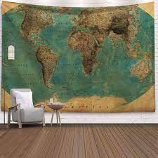 World Map Tapestry Travel Map Wall