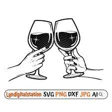 Cheers Svg Wine Glasses Clipart Wine