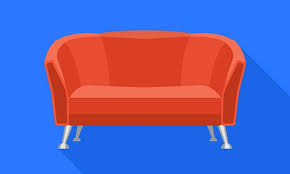 Red Cover Sofa Vector Icon