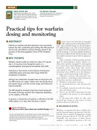 Pdf Practical Tips For Warfarin Dosing And Monitoring