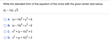 Equation Of The Circle Chegg