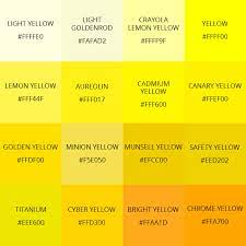 99 Shades Of Yellow Color With Names