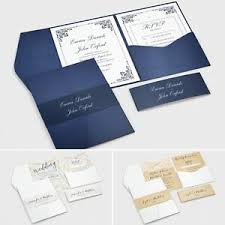 Details About Pocketfold Wedding Invitations With Rsvp And Info Cards Free Envelopes