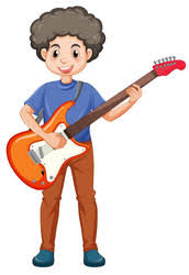 cartoon boy playing guitar vector