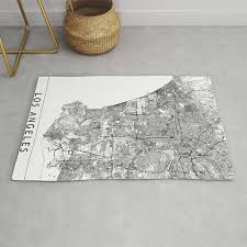los angeles white map rug by
