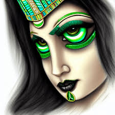 egyptian princess sketch with green