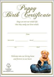 Puppy Birth Certificate Template 12 Pet Birth Certificate