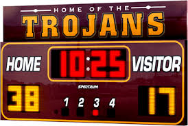 Scoreboards in the past used a mechanical clock and numeral cards to display the score. Youth Football Scoreboard 10 Feet Wide Scoreboard Spectrum Scoreboards