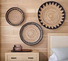 sunny handwoven basket wall art black