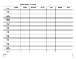 weekly hourly planner template free