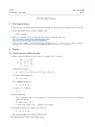 matlab primer pdf matrix mathematics numerical analysis 