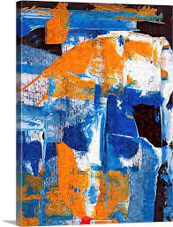 Orange And Blue Abstract Wall Art