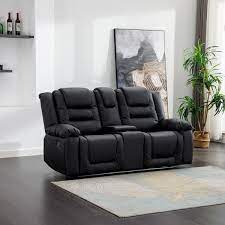 pu leather 2 seater reclining loveseat
