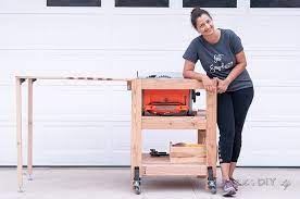 diy table saw stand with folding out