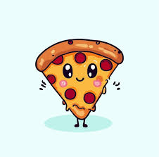 a cartoon pizza character with a cute