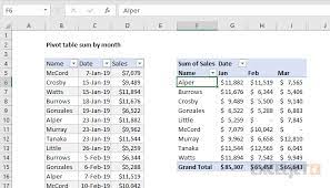 pivot table sum by month exceljet