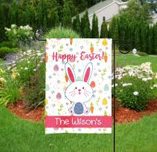Personalized Easter Garden Flag Happy