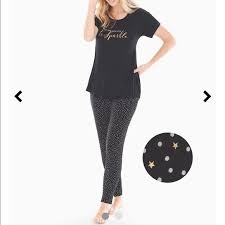 Soma Cool Nights Star Dot With Black Graphic Med Nwt