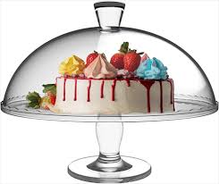 Ums Glass Cake Stand With Dome