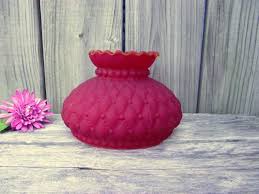 Antique Ruby Red Satin Frosted Glass