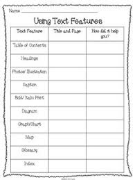 Nonfiction Text Features Worksheets Redwoodsmedia