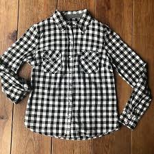 I Love H81 Women S Size S Button Down Shirt Black White Checkered Long Sleeve Ebay