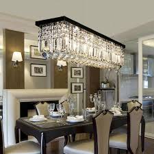 A good rule of thumb for dining room chandeliers is to hang them so that the bottom of the chandelier will hang 30 inches to 36 inches above the table. Rectangular Crystal Chandelier Pendant Light For Dining Room Sofary