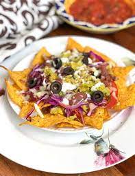 Loaded Veggie Nachos Recipe Delish Mexican Appetizer By Archana S Kitchen gambar png