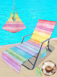 1pc Striped Pattern Beach Chair Cover
