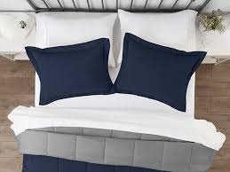 Down Alternative Reversible Comforter Set Navy Light Gray Stacksocial