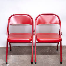 folding red metal chairs 1980s hunt