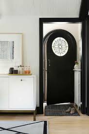 Black Plank Arch Front Door With