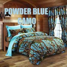 Cal King Size 14 Pc Powder Blue Camo